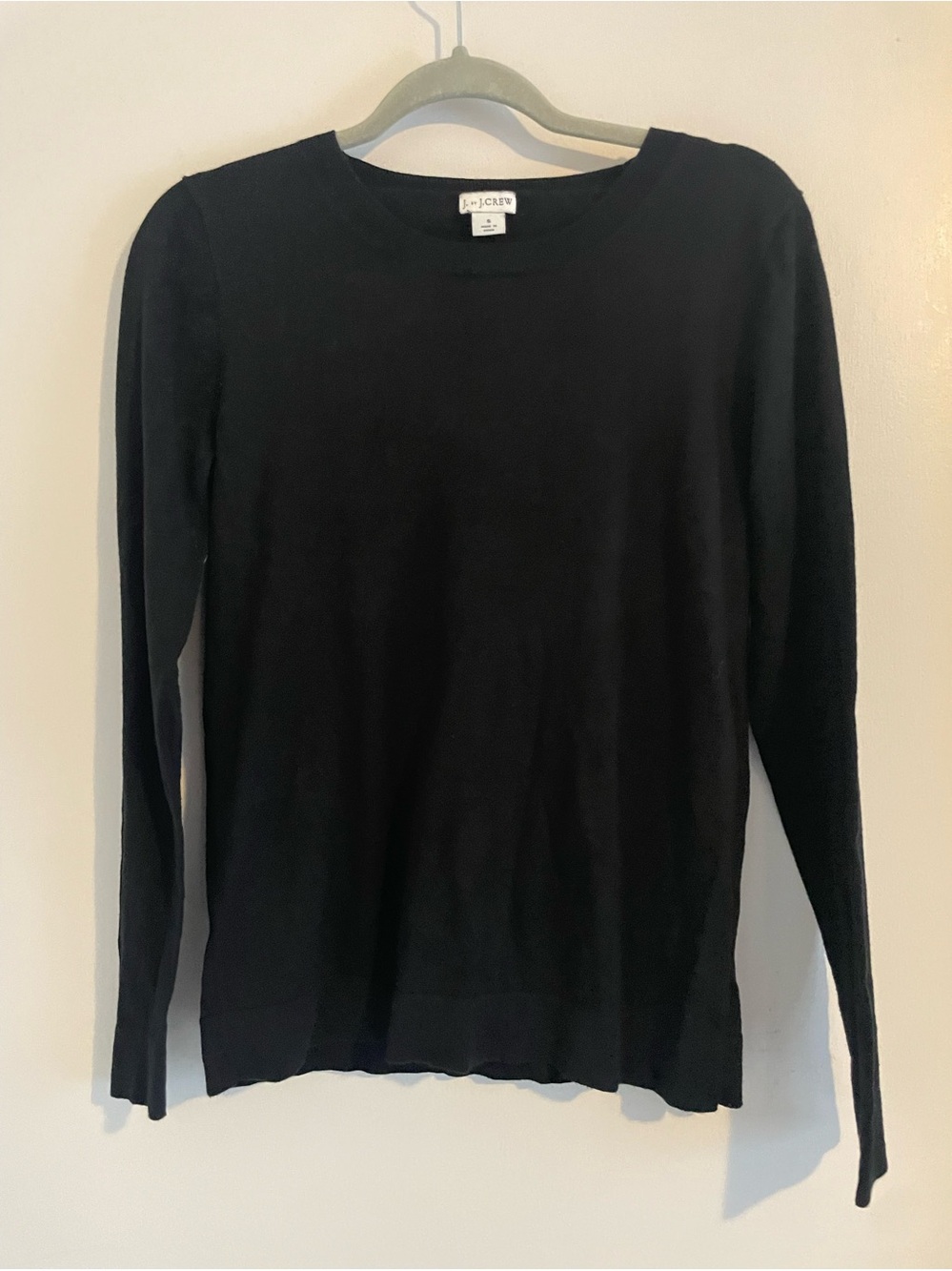 J. by J.Crew Black Basic Crewneck Sweater S Lightweight Cotton Long Sleeve EUC
